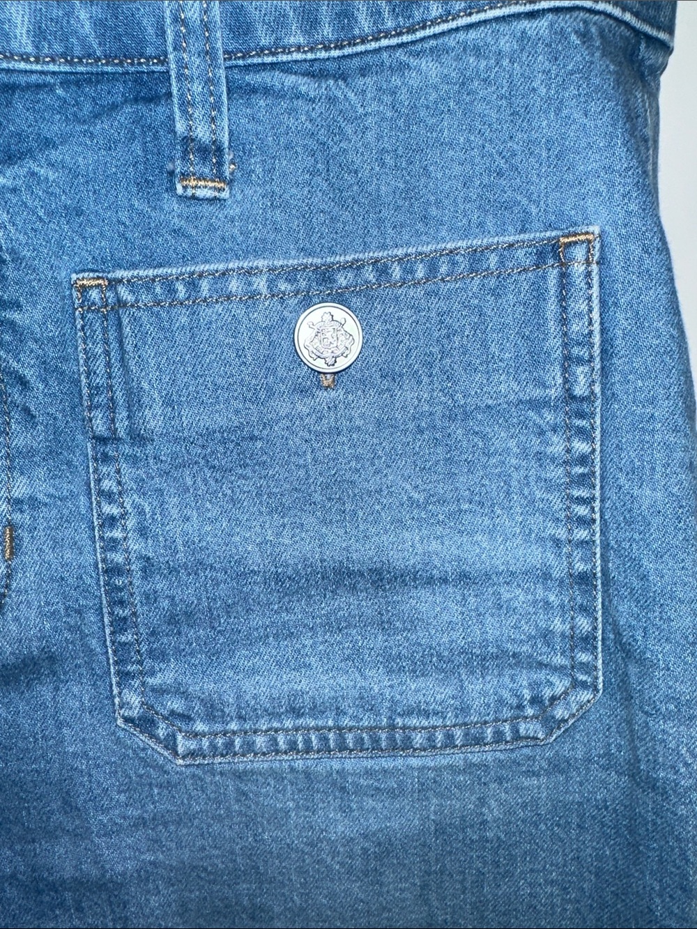 J. Crew Blue Wide-Leg Women's Jeans with Front Patch Pockets - Picture 2 of 7